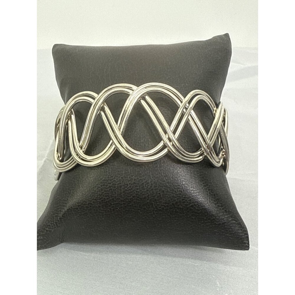 Silver Toned Celtic Twisted Wire Cuff Bracelet